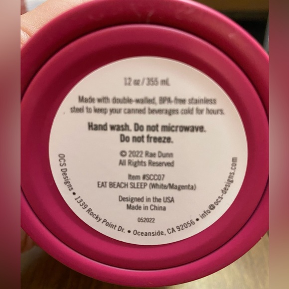 New with tag Rae Dunn Insulated Slim Can Cooler - Eat Beach Sleep - Picture 3 of 4